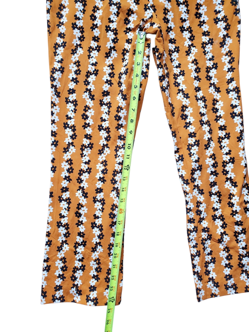 Anthropologie Floral Mustard Button Pants - Size 8 - Picture 6 of 10